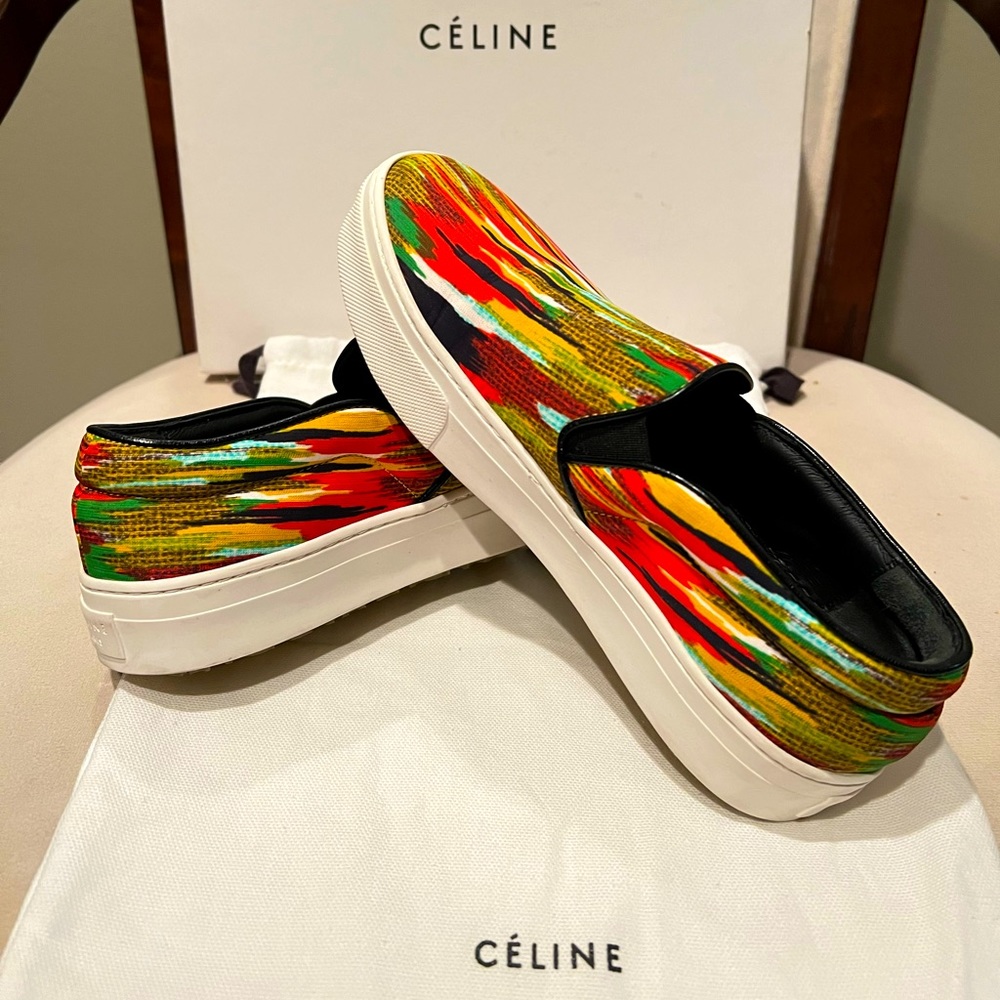 CELINE Paris Canvas Skate Slip On Sneakers
